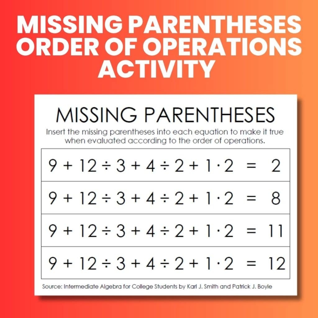 23 Fun Order Of Operations Puzzles 23 Fun Order Of Operations Puzzles