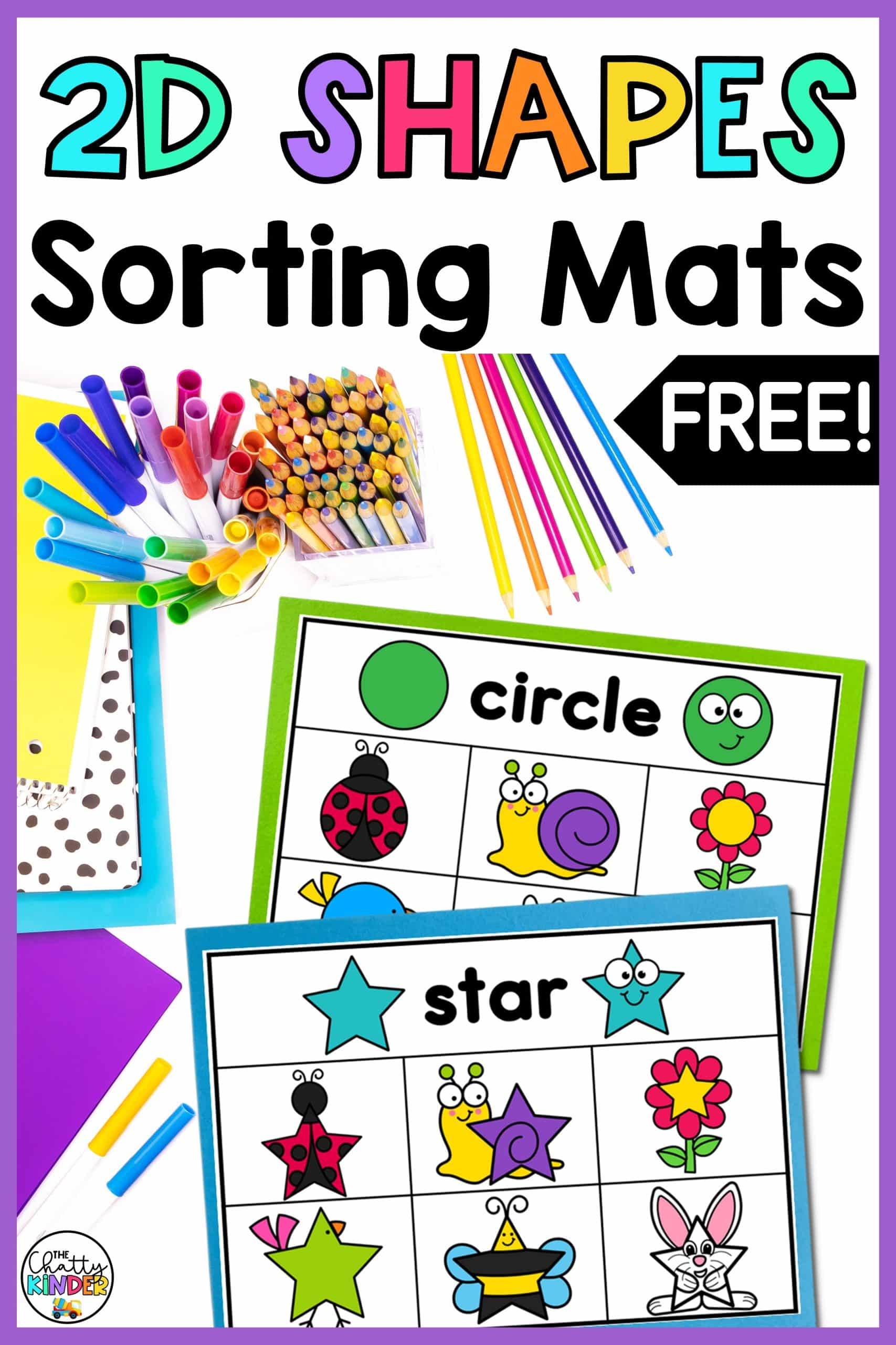 2D Shape Sorting Activity Kindergarten Spring Center The Chatty Kinder