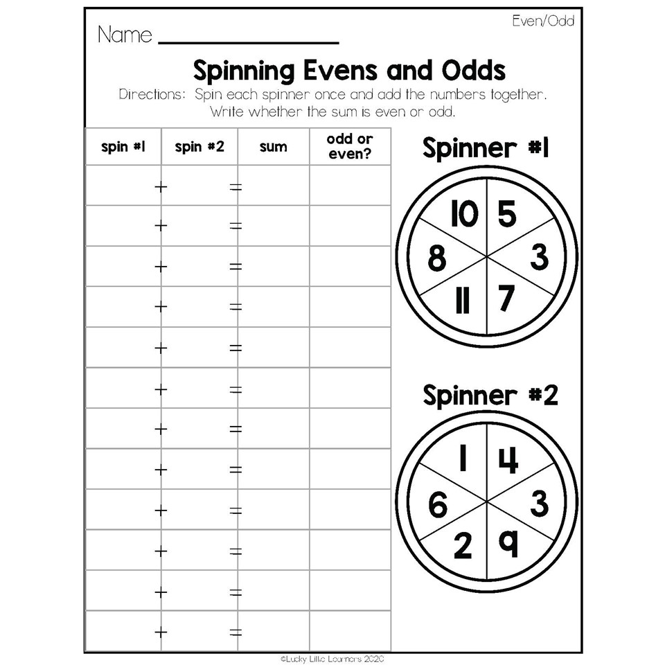 2nd Grade Math Worksheets Operations And Algebraic Thinking Odd And Even Spinning Evens And Odds Worksheets Library