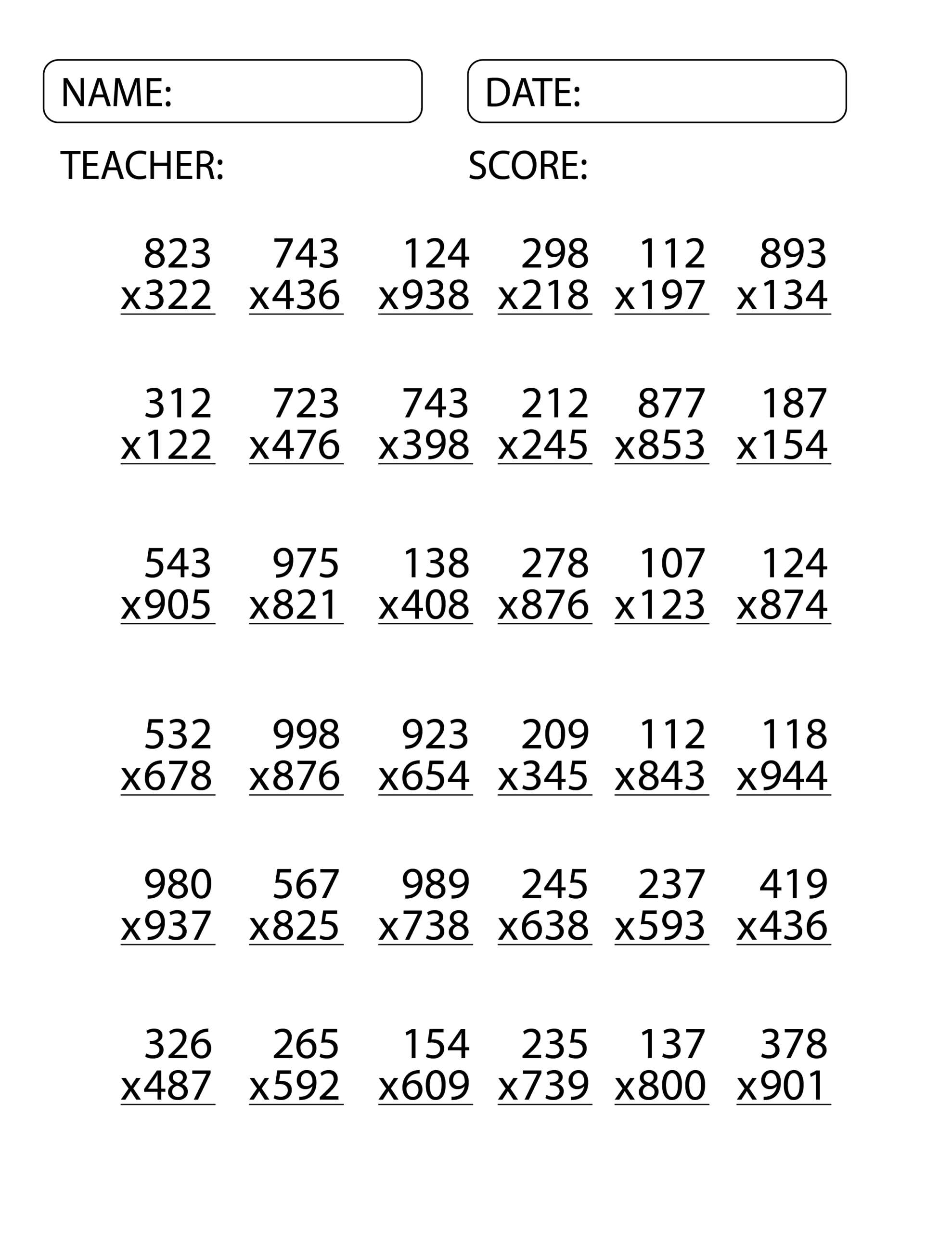 Math Multiplication Worksheets Grade 3 Math Multiplication Worksheets Grade 3