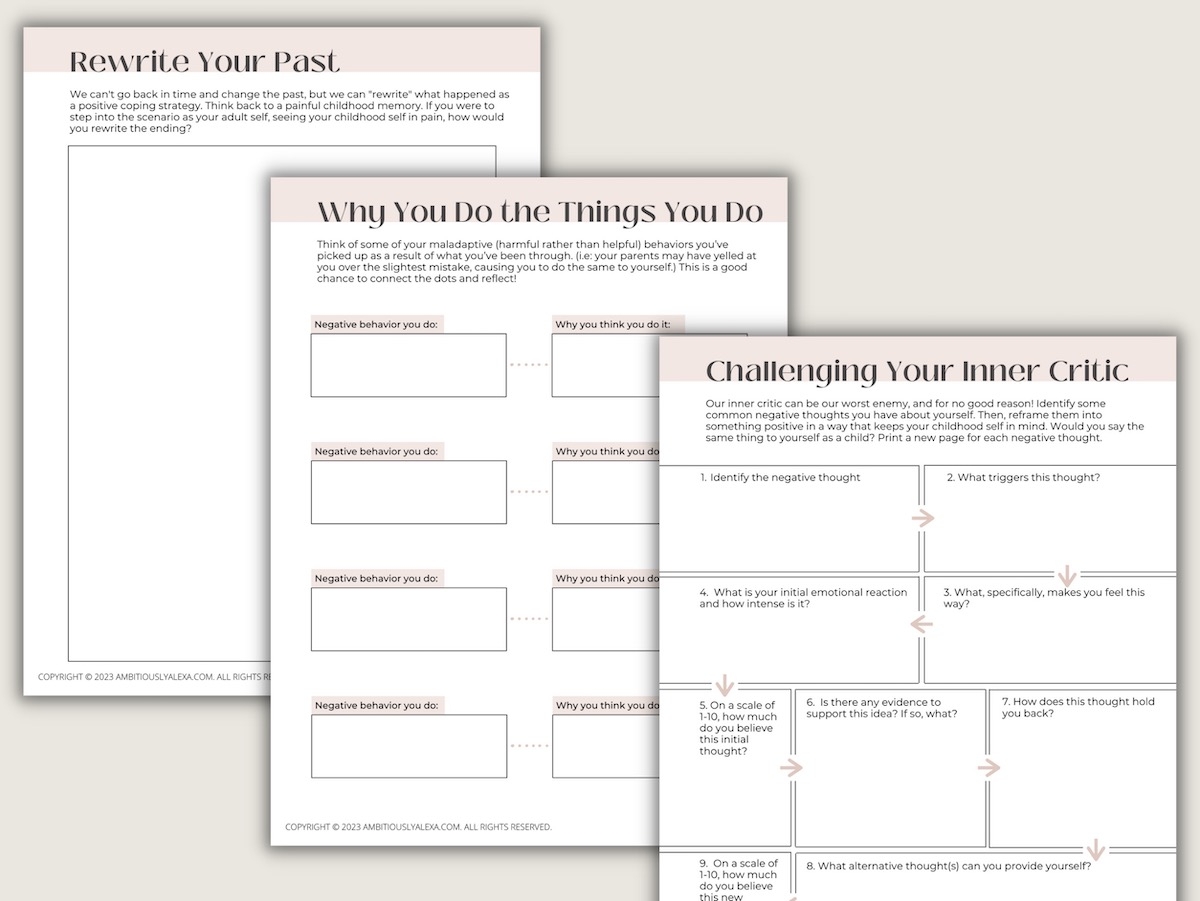 Printable Inner Child Worksheets Printable Inner Child Worksheets
