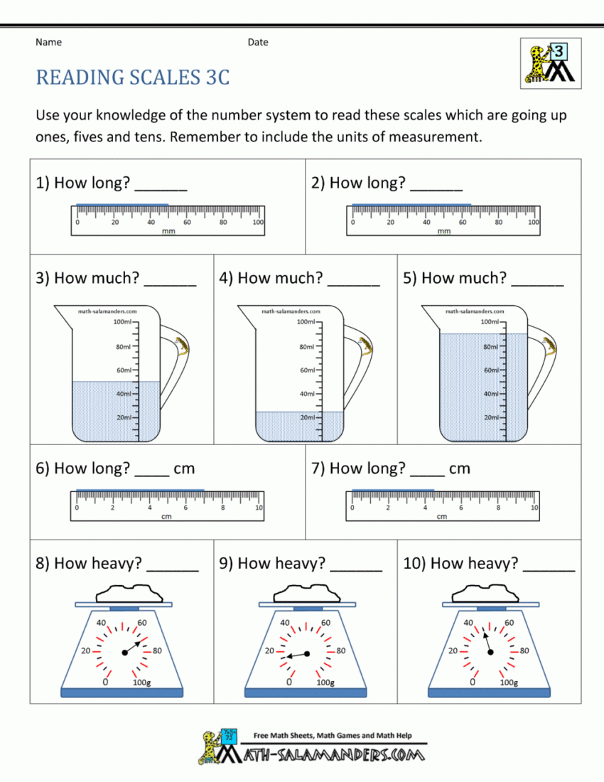 3rd Grade Measurement Worksheets