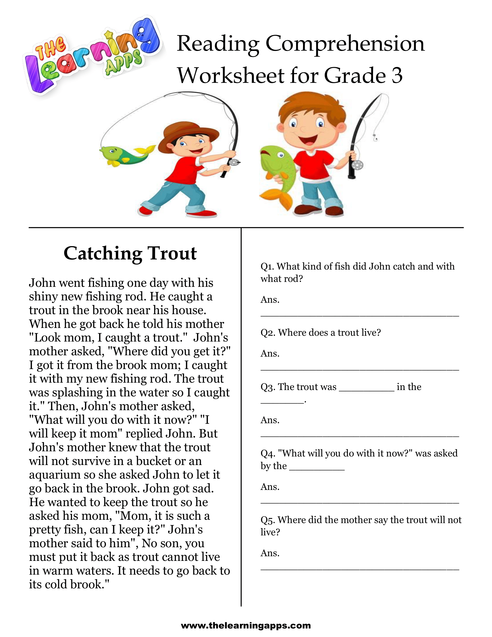 3rd Grade Reading Comprehension Printable Comprehension Worksheets Library