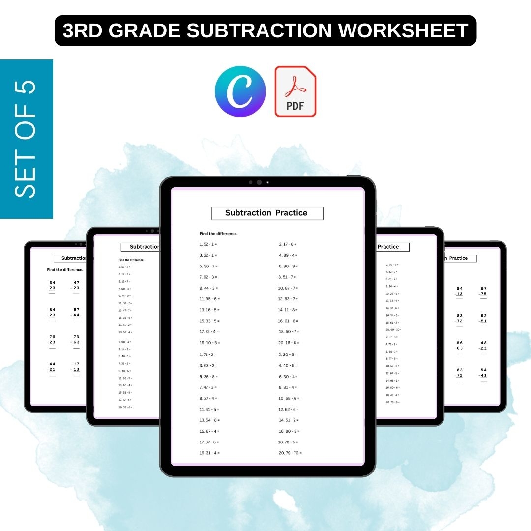 Subtraction Practice Worksheets 3rd Grade Free