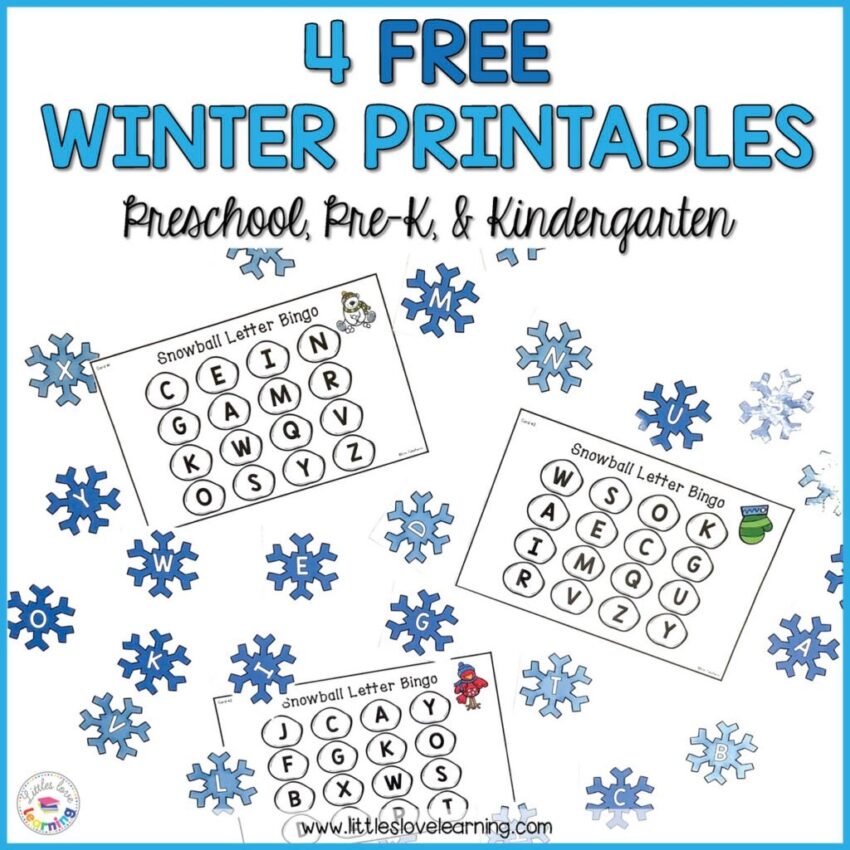 4 FREE Must Have Winter Printables For Preschool Math Literacy