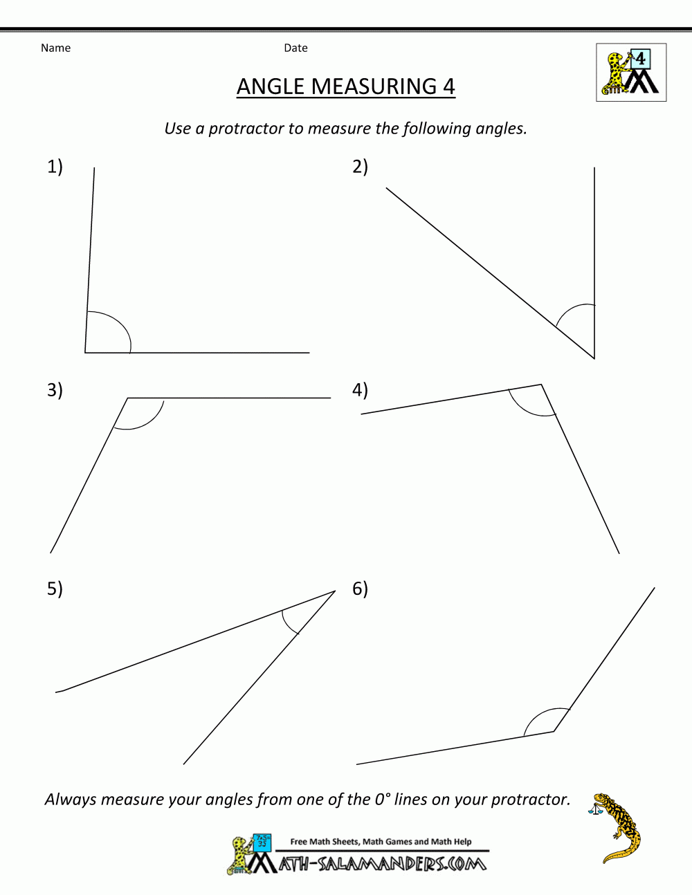Free 4th Grade Worksheets On Angles