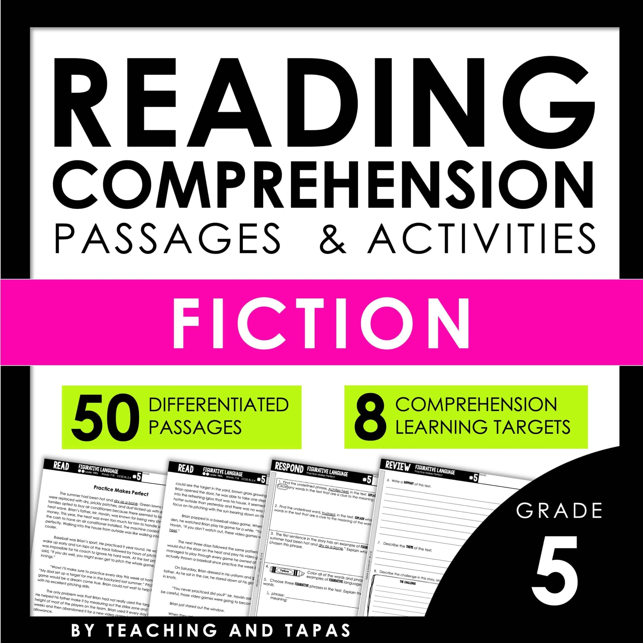 5th Grade Close Reading Passages And Activities LITERATURE FICTION
