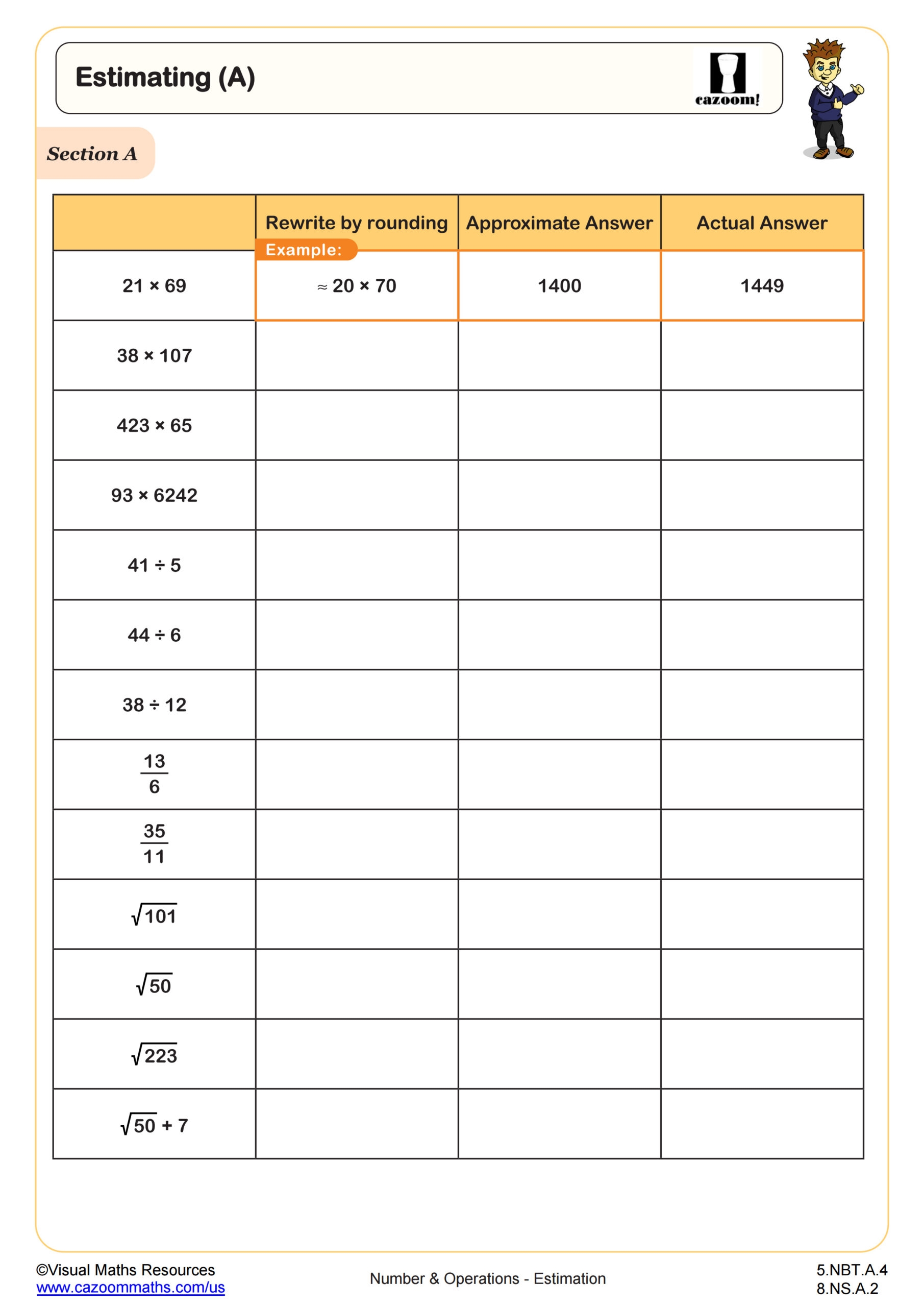 5th Grade Estimation Worksheets PDF Printable Worksheets Cazoom Math