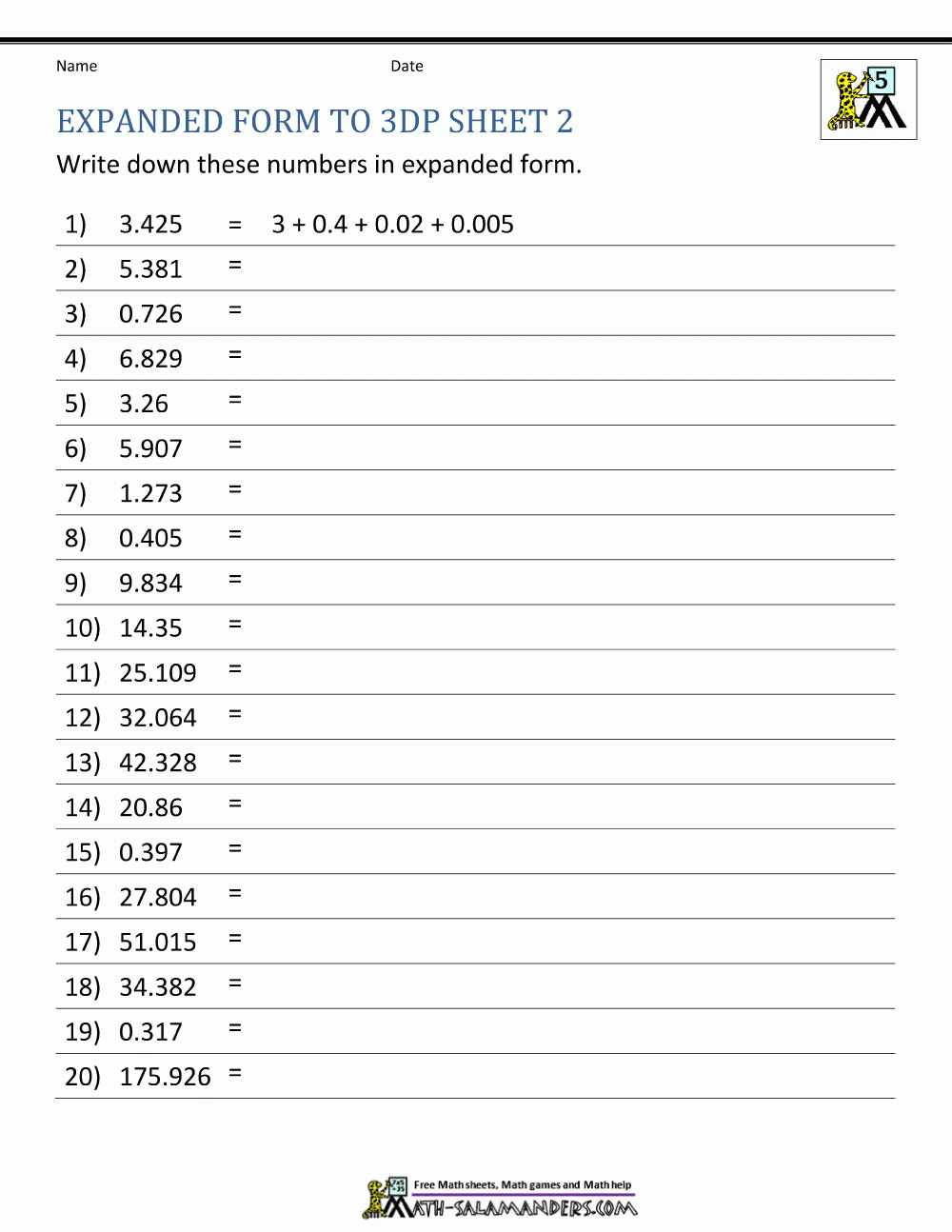 5th Grade Place Value Worksheets