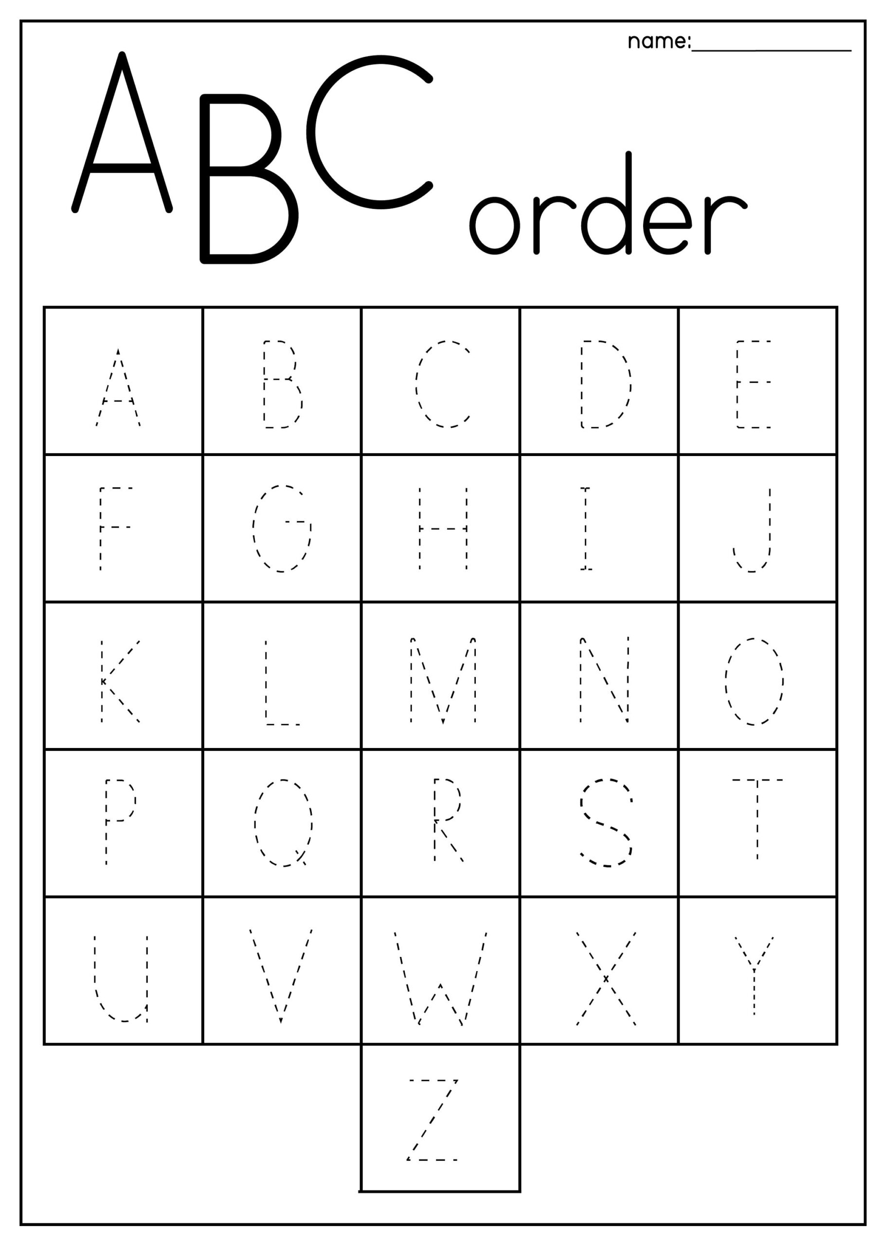 6 Printable ABC Order Work Mats worksheets Preschool kindergarten 