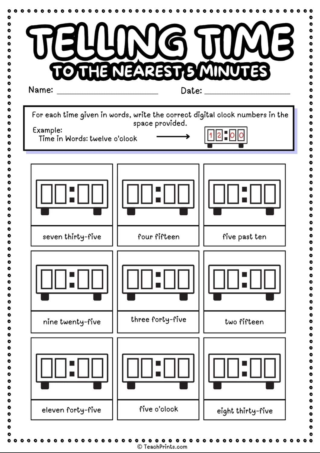 60 Free Telling Time Worksheets Teach Prints