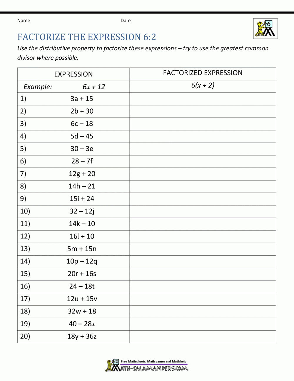 6th Grade Distributive Property Worksheets 6th Grade Distributive Property Worksheets