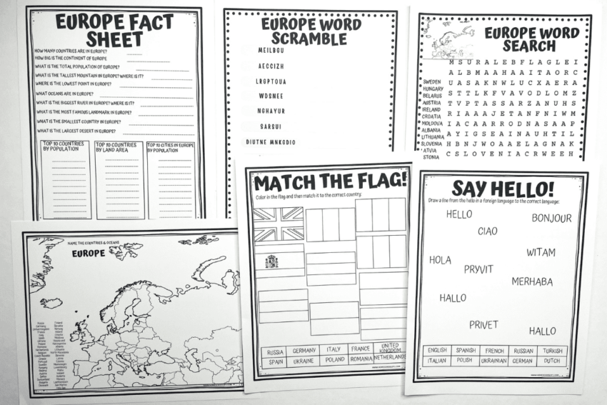 7 Countries Of Europe Worksheets For Kids Free Printables