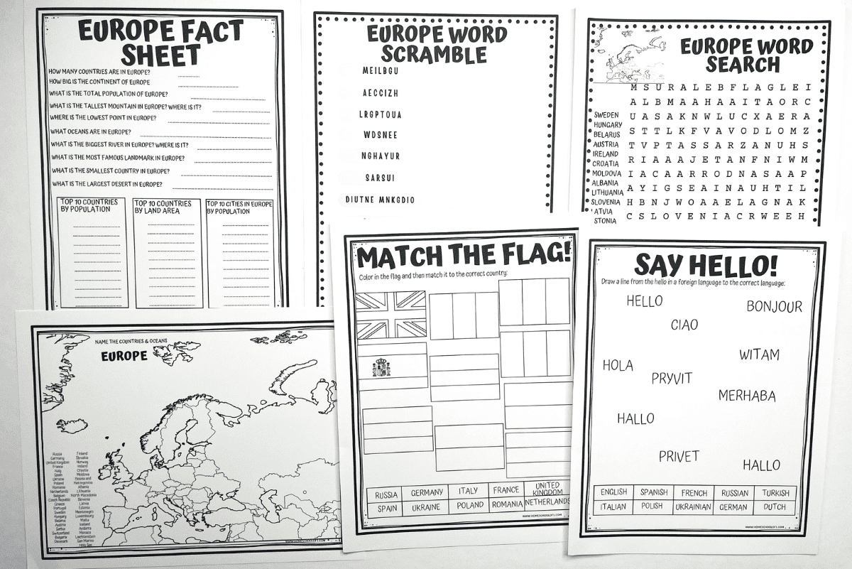 7 Countries Of Europe Worksheets For Kids Free Printables 