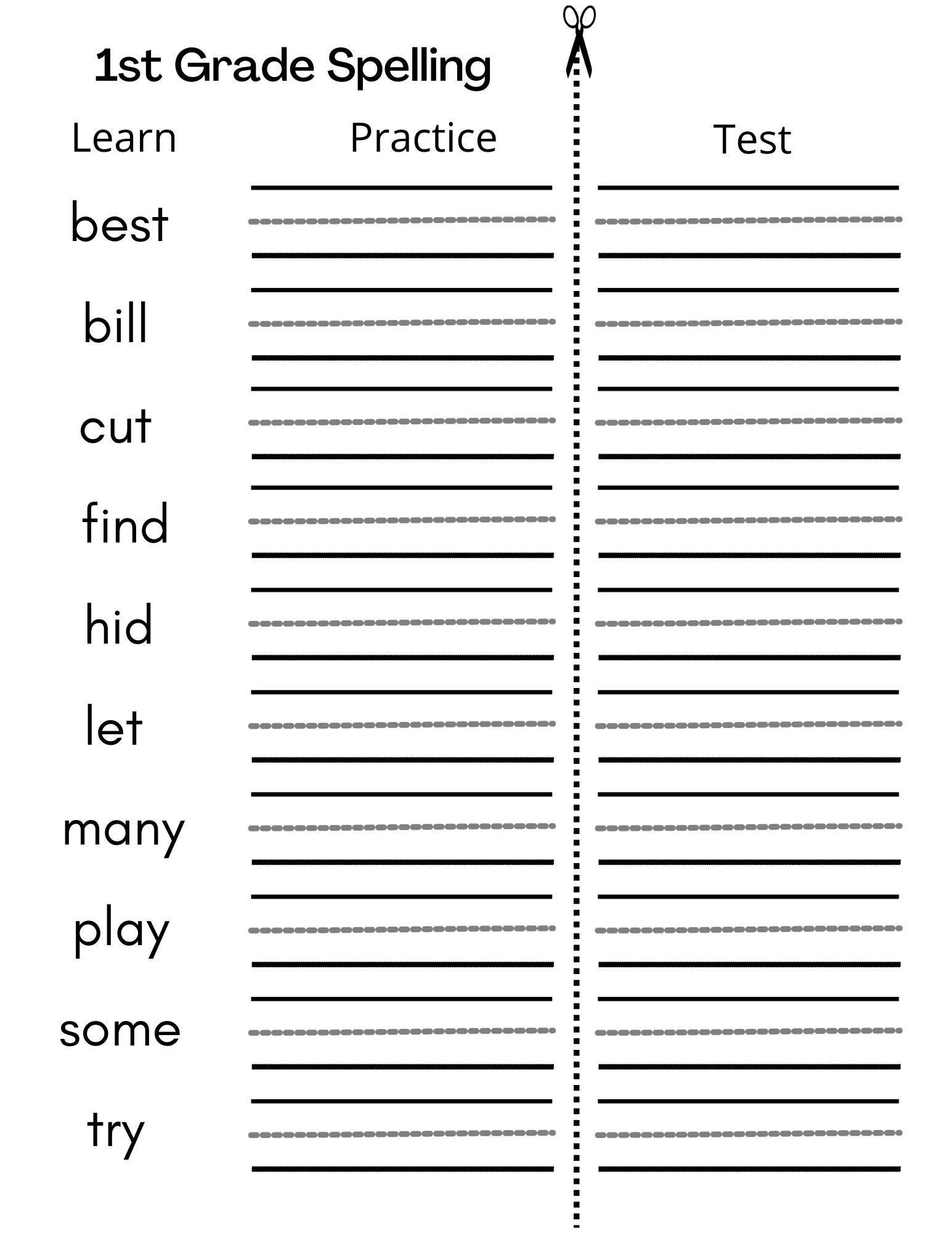 8 Printable First Grade Spelling Writing Worksheets Etsy