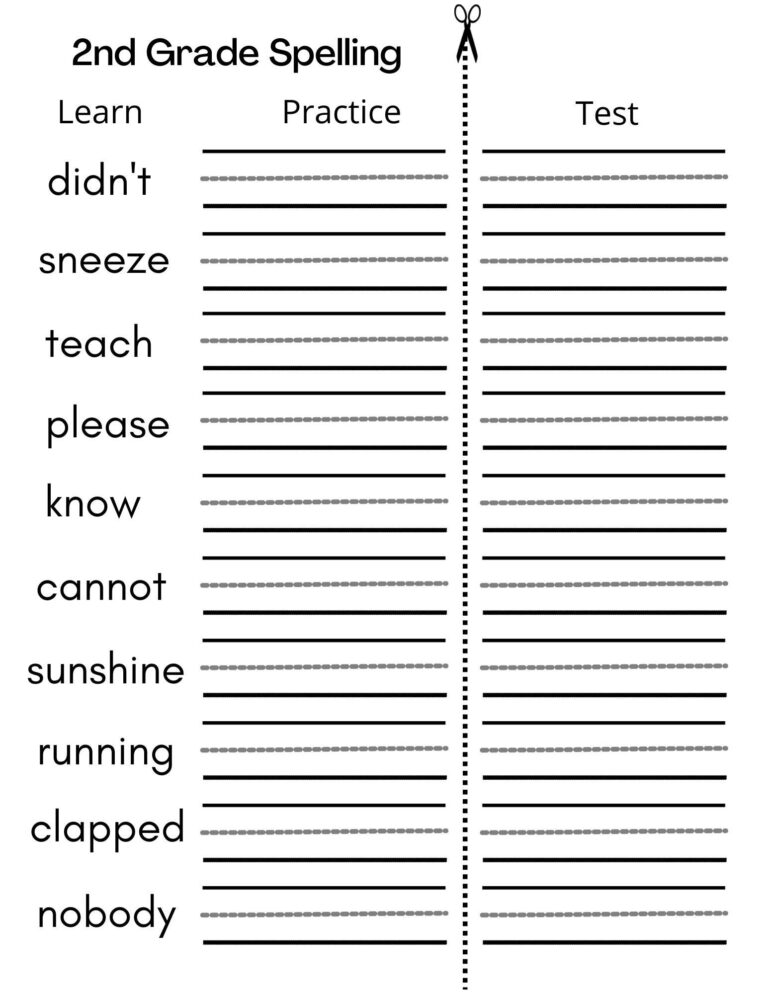 8 Printable Second Grade Writing Spelling Worksheets Spelling Test Etsy Israel