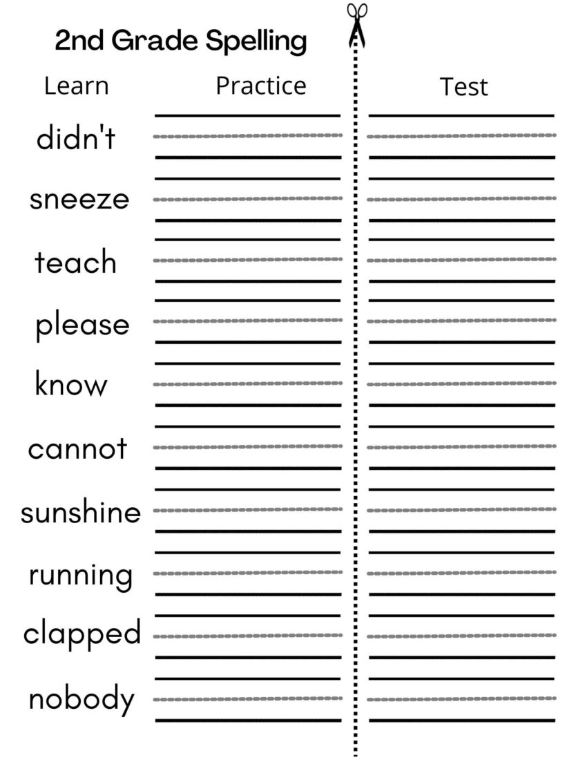 8 Printable Second Grade Writing Spelling Worksheets Spelling Test Etsy Israel