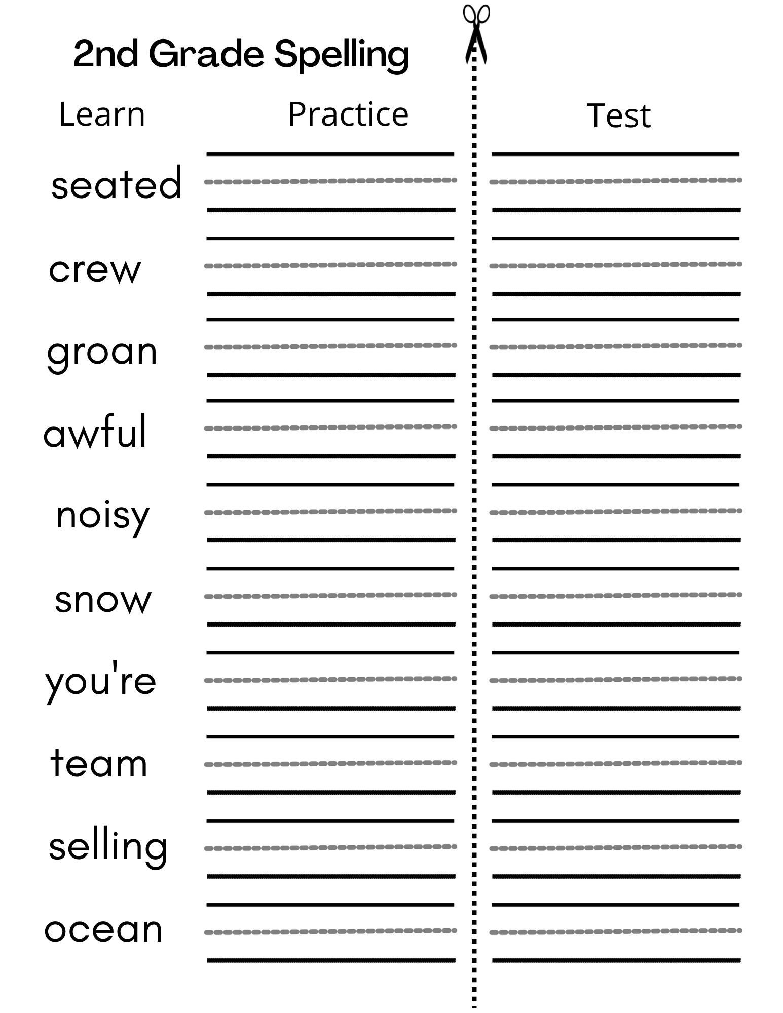 8 Printable Second Grade Writing Spelling Worksheets Spelling Test Etsy