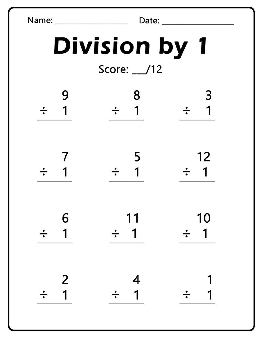 9 Division Worksheets 1 9 Numbers Printable Math Worksheets Etsy