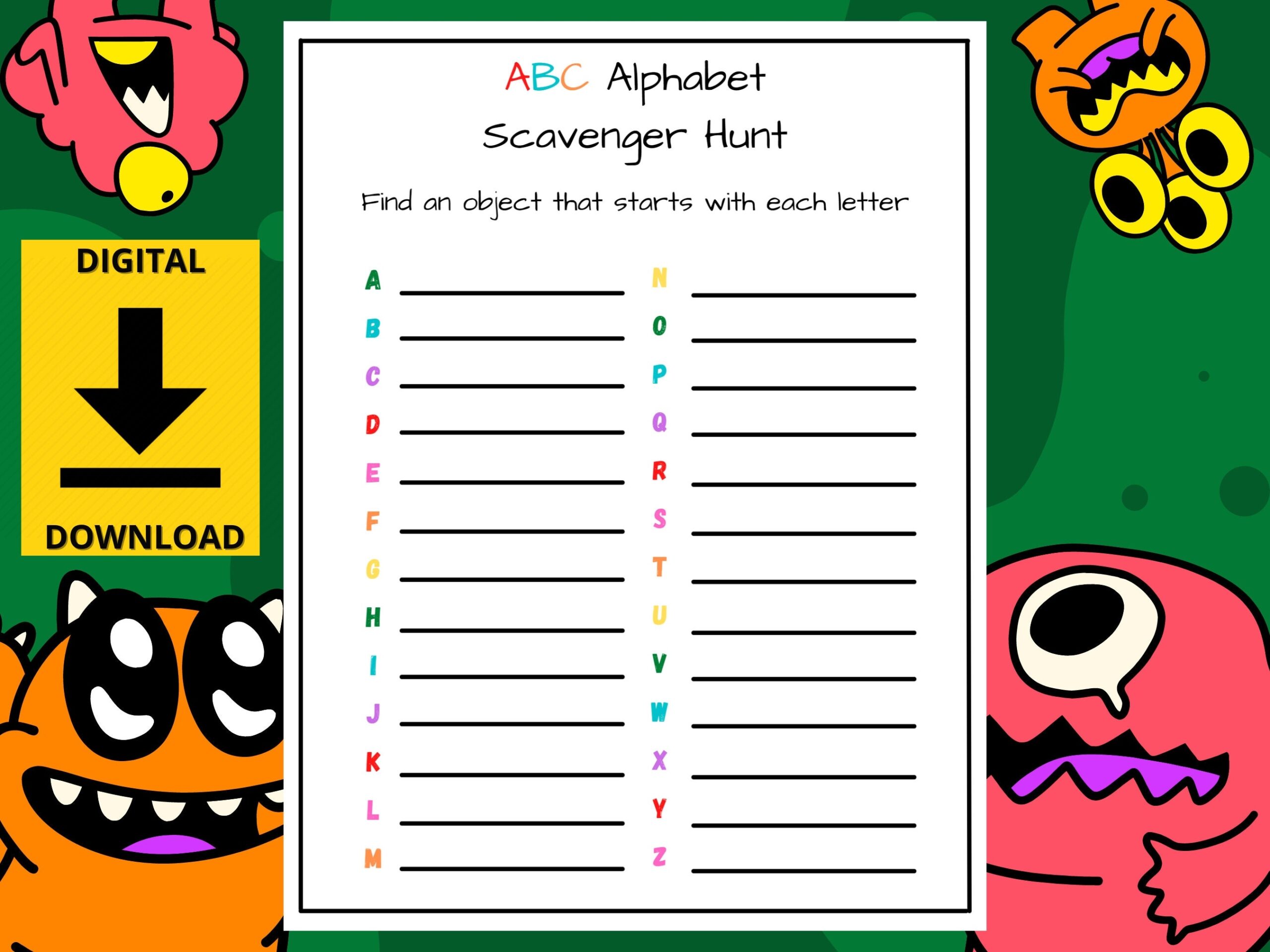 ABC Scavenger Hunt Outdoor Activity For Kids ABC Scavenger Hunt Outdoor Activity For Kids