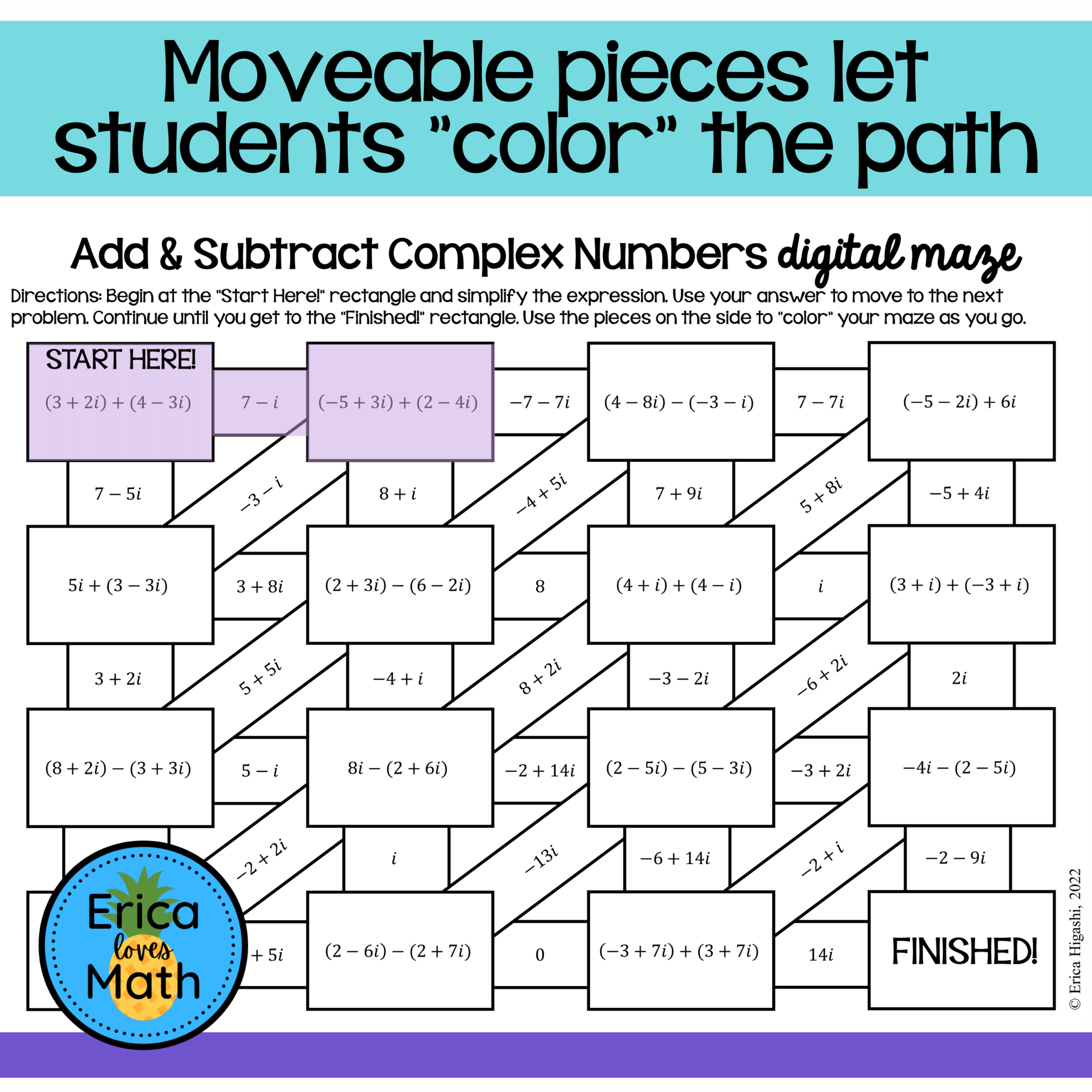 Adding U0026 Subtracting Complex Numbers Digital Activity Maze Classful