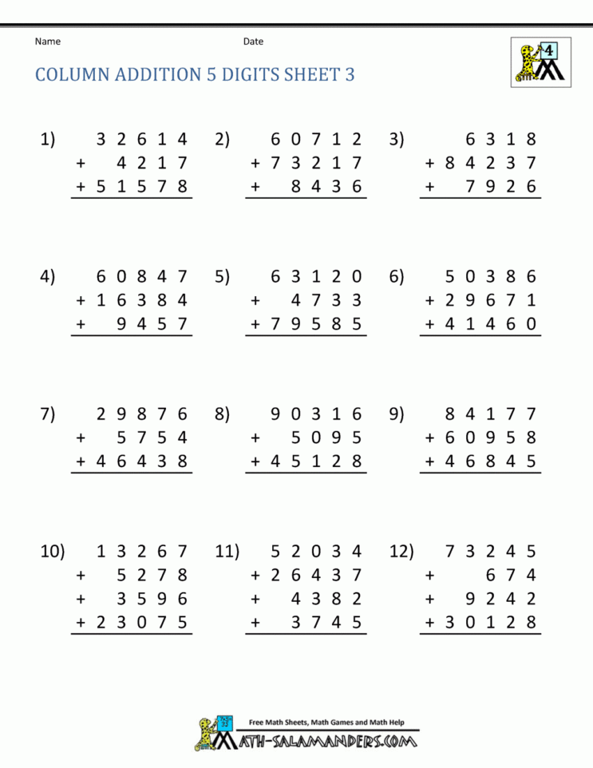 Addition Regrouping Worksheet 4th Grade