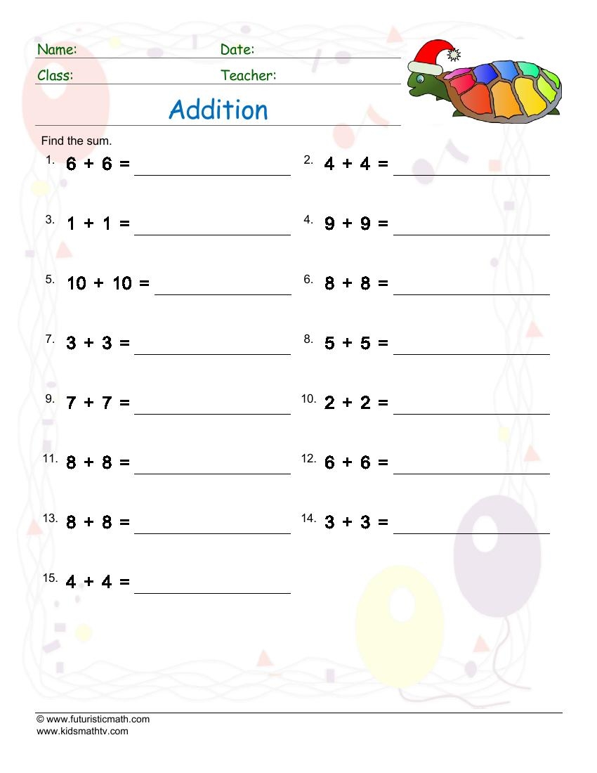 Addition Worksheets Kindergarten Free Downloads Math Champions