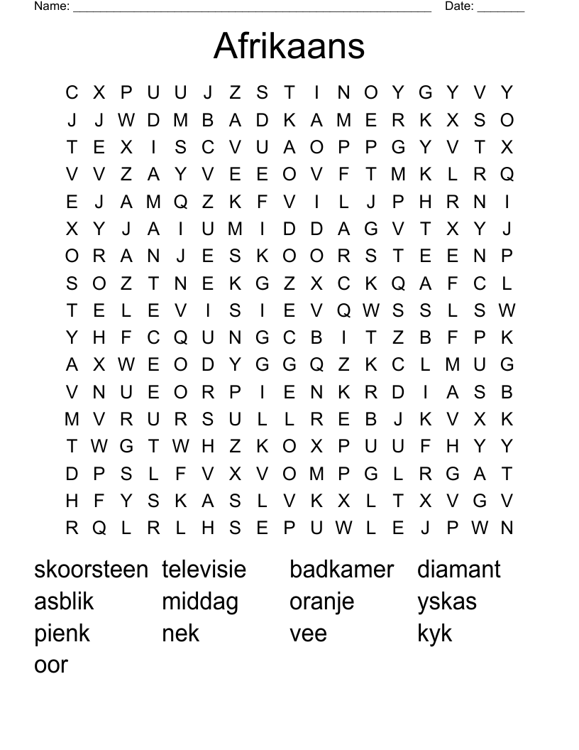 Afrikaans Word Search WordMint