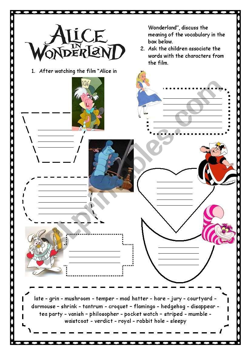 Alice In Wonderland ESL Worksheet By Flor sin tiempo Alice In Wonderland ESL Worksheet By Flor sin tiempo