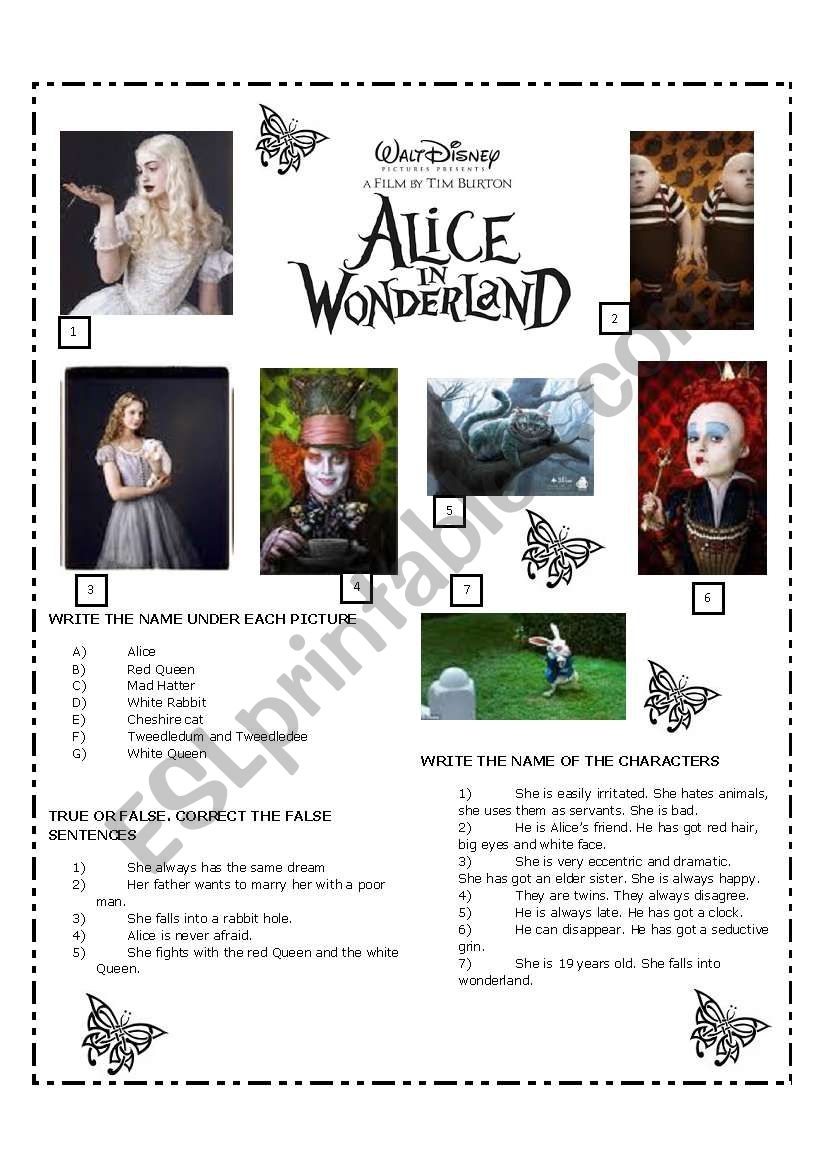 Alice In Wonderland Worksheets Printable Alice In Wonderland Worksheets Printable