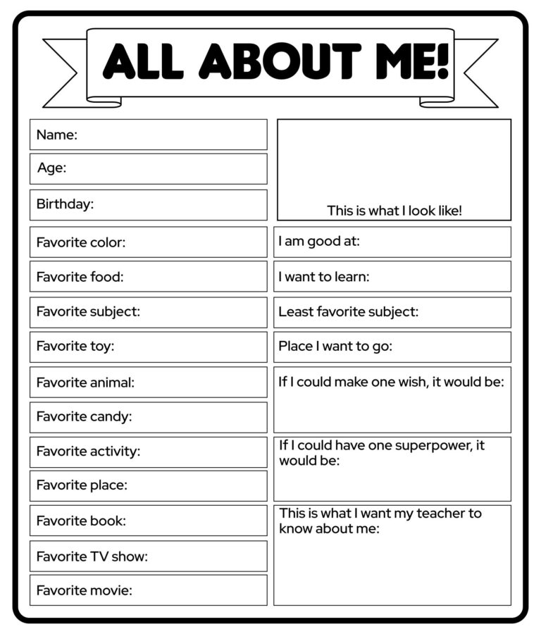 All About Me Adult 20 Free PDF Printables Printablee