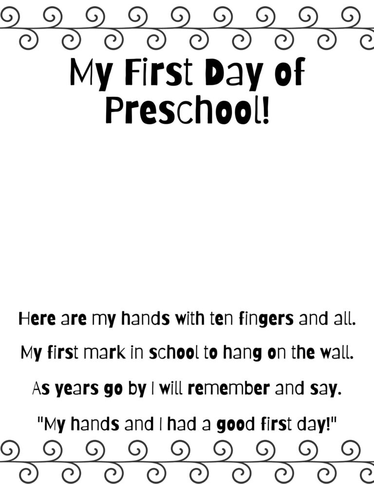 All About Me Preschool Worksheet First Day Of Preschool Handprint 