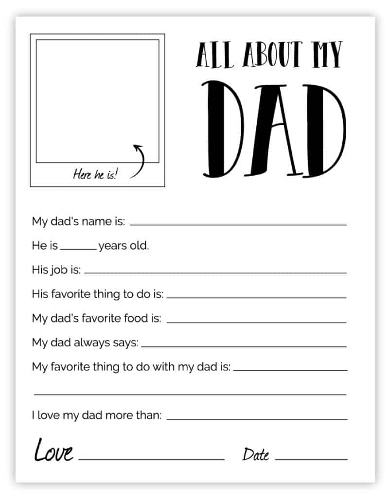 Printable Fathers Day Worksheets