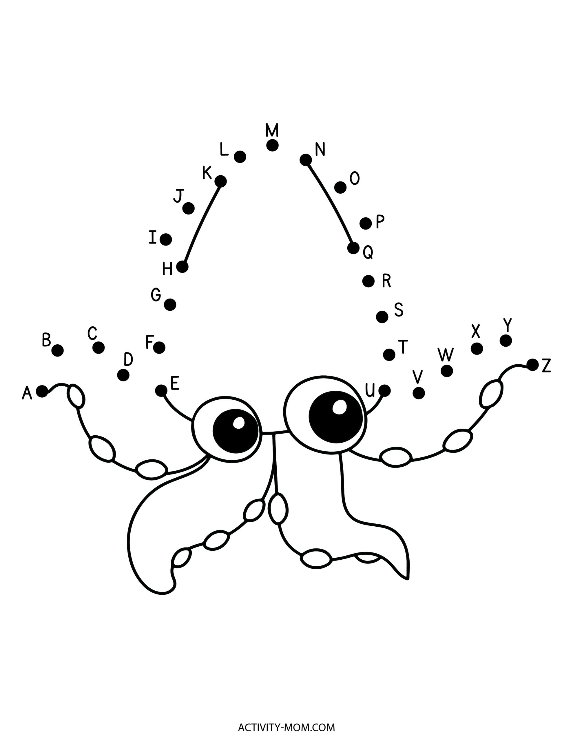 Connect The Dots Alphabet Printable Worksheets