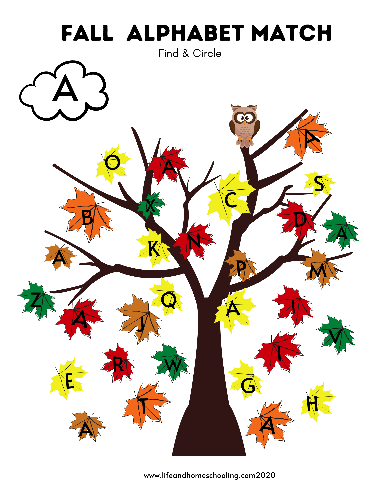 Alphabet Matching Fall Printable Activity Made By Teachers