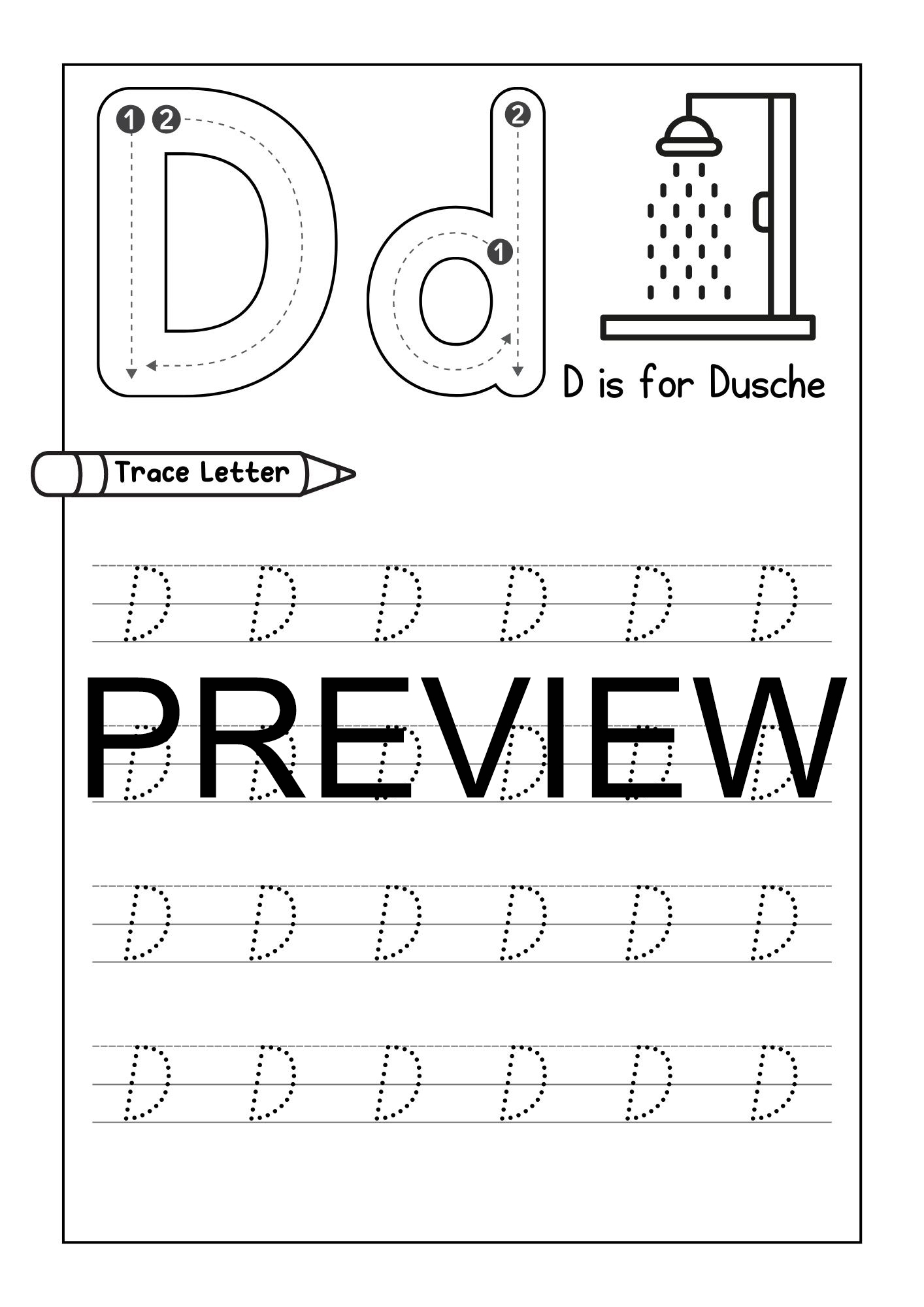Alphabet Tracing Practice Letter D Handwriting Worksheet Alphabet Tracing Practice Letter D Handwriting Worksheet