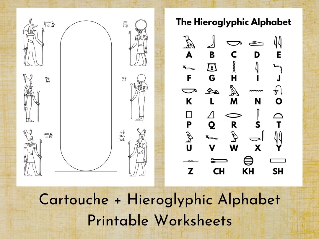 Ancient Egyptian Hieroglyphic Alphabet Cartouche Printable Worksheet Ancient History School Activity Worksheet Digital Download Etsy