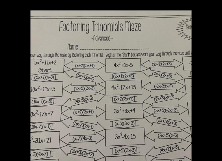 ANSWERED Start 5x 1Xx 3 10x 11x 5 Factoring Trinomials Maze 