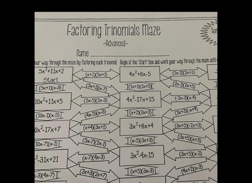 ANSWERED Start 5x 1Xx 3 10x 11x 5 Factoring Trinomials Maze