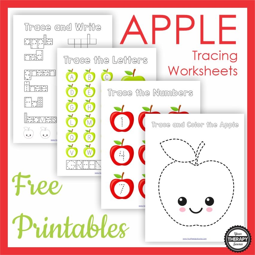 Apple Tracing Worksheets Free Your Therapy Source