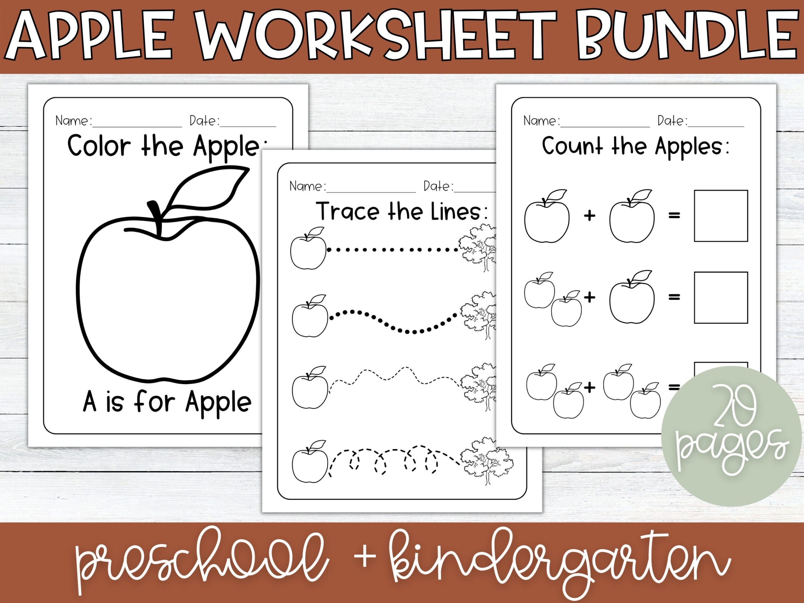 Apple Worksheets Homeschool Worksheet Bundle Preschool Worksheets Kindergarten Apple Unit Printable Worksheets Homeschool Printable Etsy