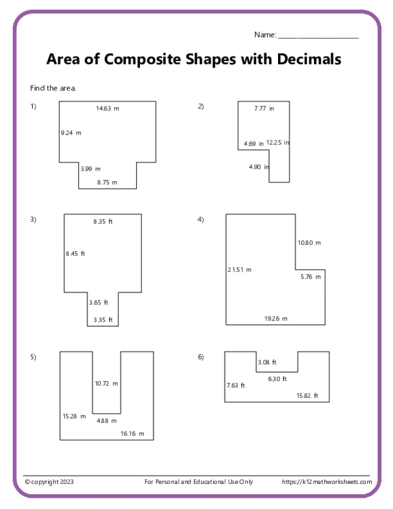 Area And Perimeter Of Composite Shapes K12 Math Worksheets Area And Perimeter Of Composite Shapes K12 Math Worksheets
