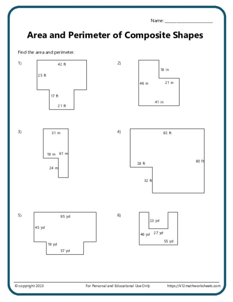 Area And Perimeter Worksheets