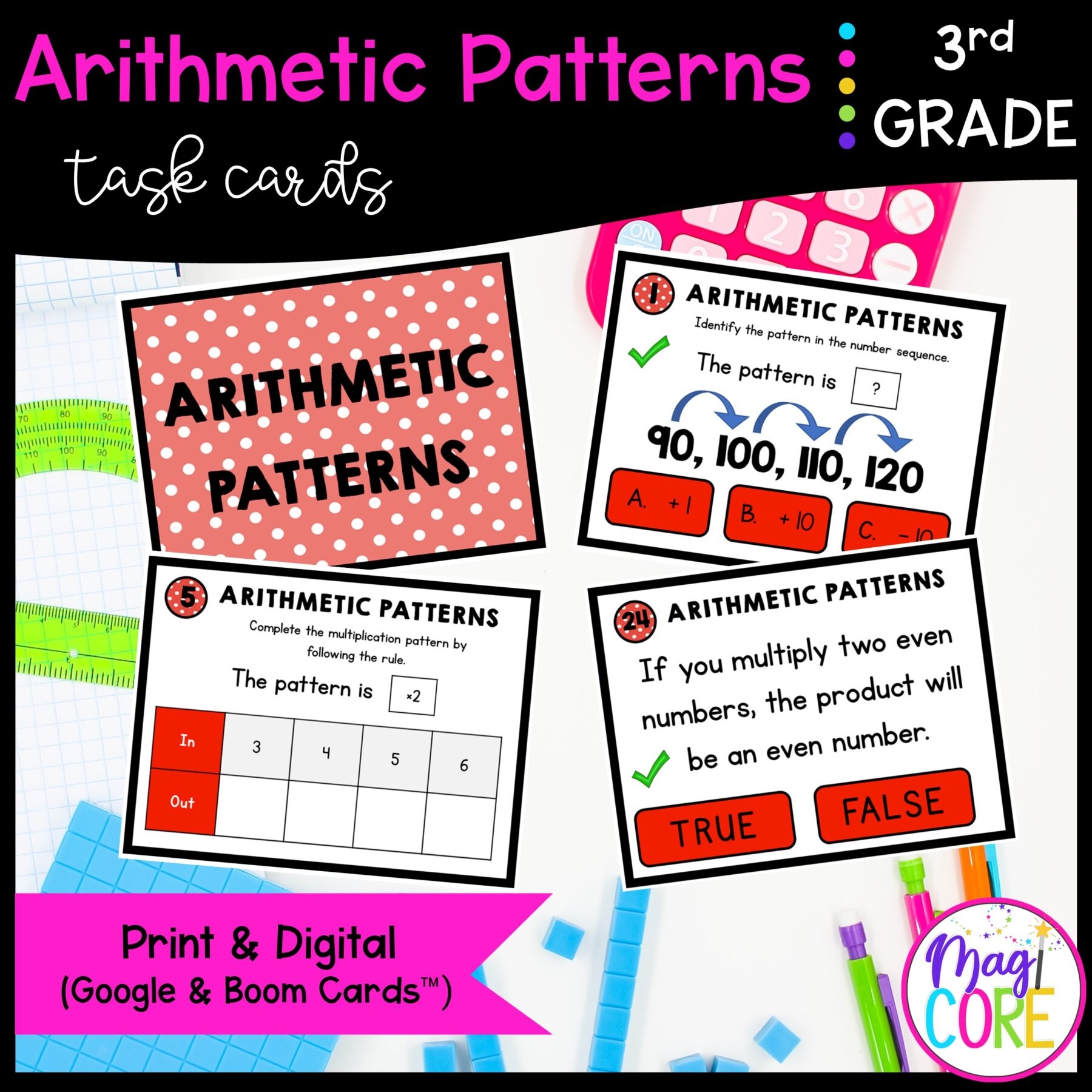 Arithmetic Patterns On Multiplication Table 3rd Math Task Cards 3 OA D 9