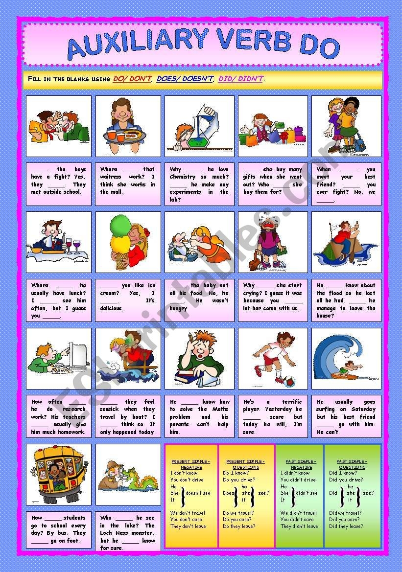 Auxiliary Verb Do ESL Worksheet By Paula esl Auxiliary Verb Do ESL Worksheet By Paula esl