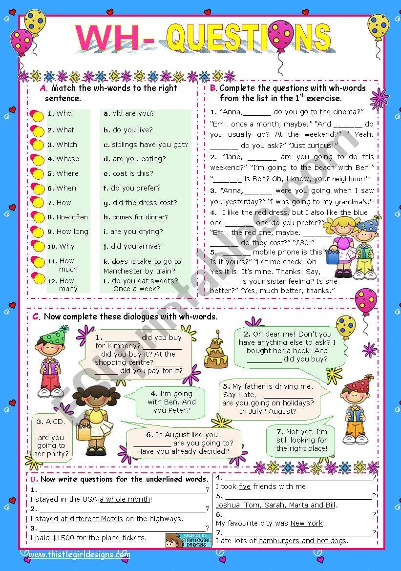 Basic Wh Questions 1 ESL Worksheet By Mena22