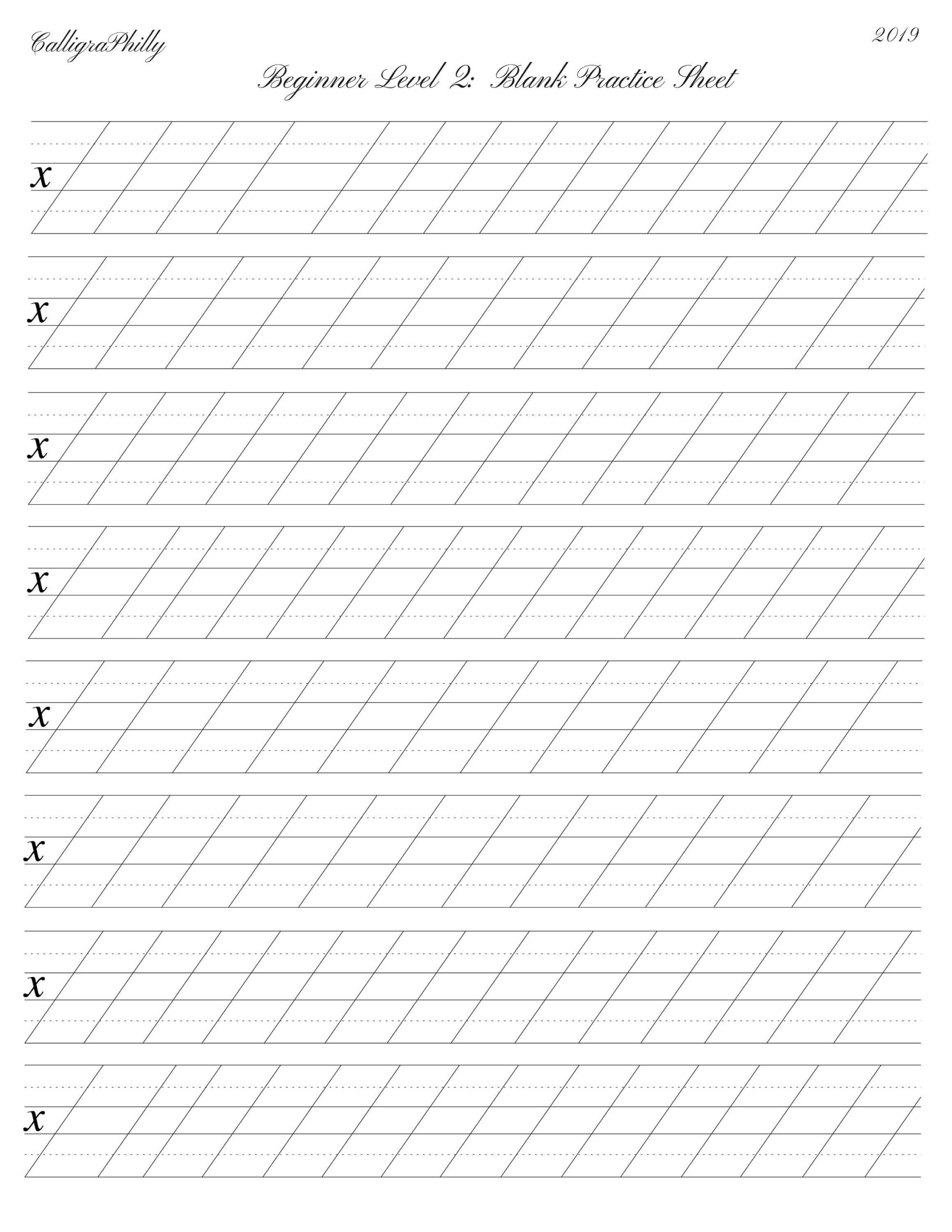 Beginner Level 2 Copperplate Calligraphy Blank Practice Sheet Printable Worksheet For Calligraphy Practice Beginner Calligraphy