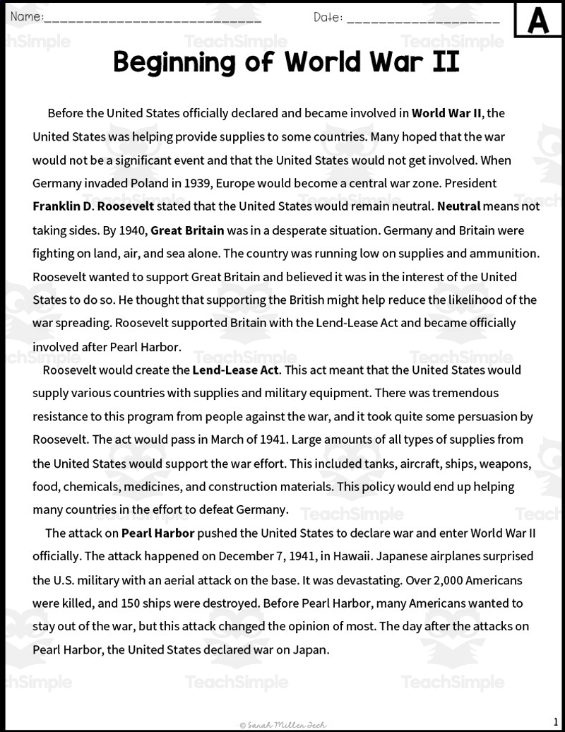 Beginning Of World War II Reading Packet By Teach Simple Beginning Of World War II Reading Packet By Teach Simple