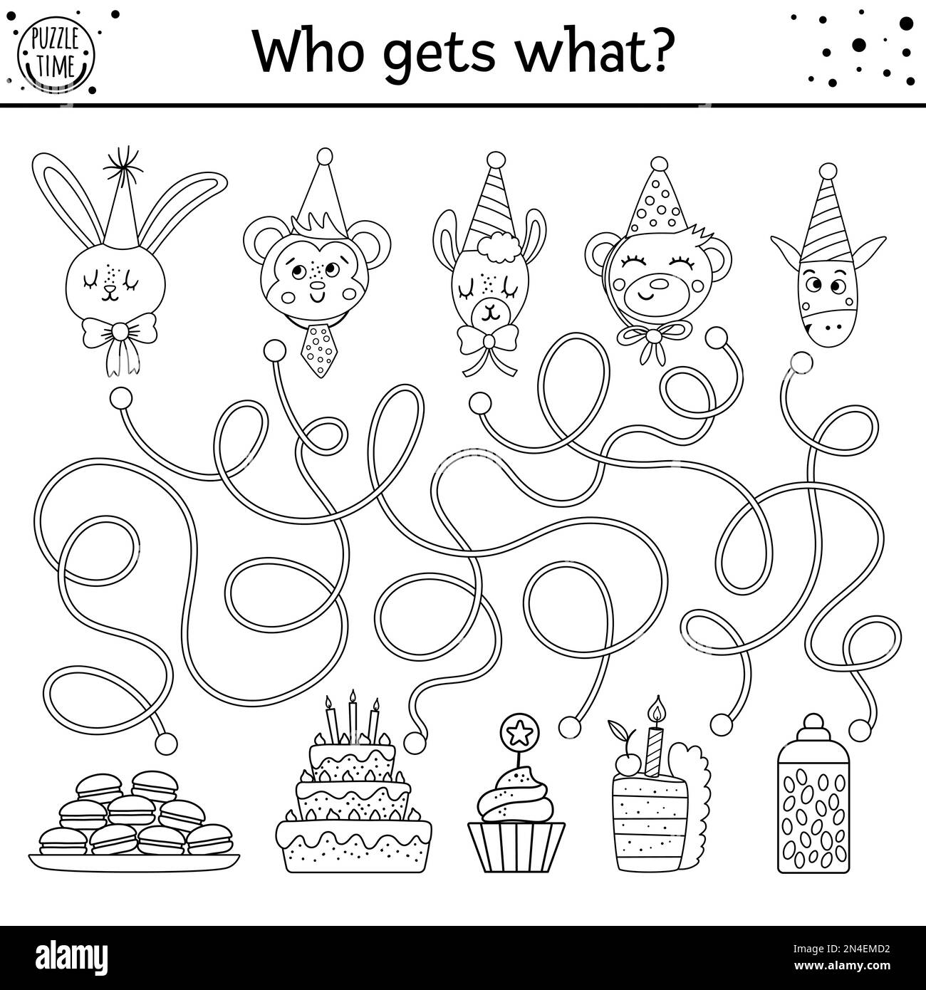 Birthday Black And White Maze For Children Holiday Preschool Birthday Black And White Maze For Children Holiday Preschool