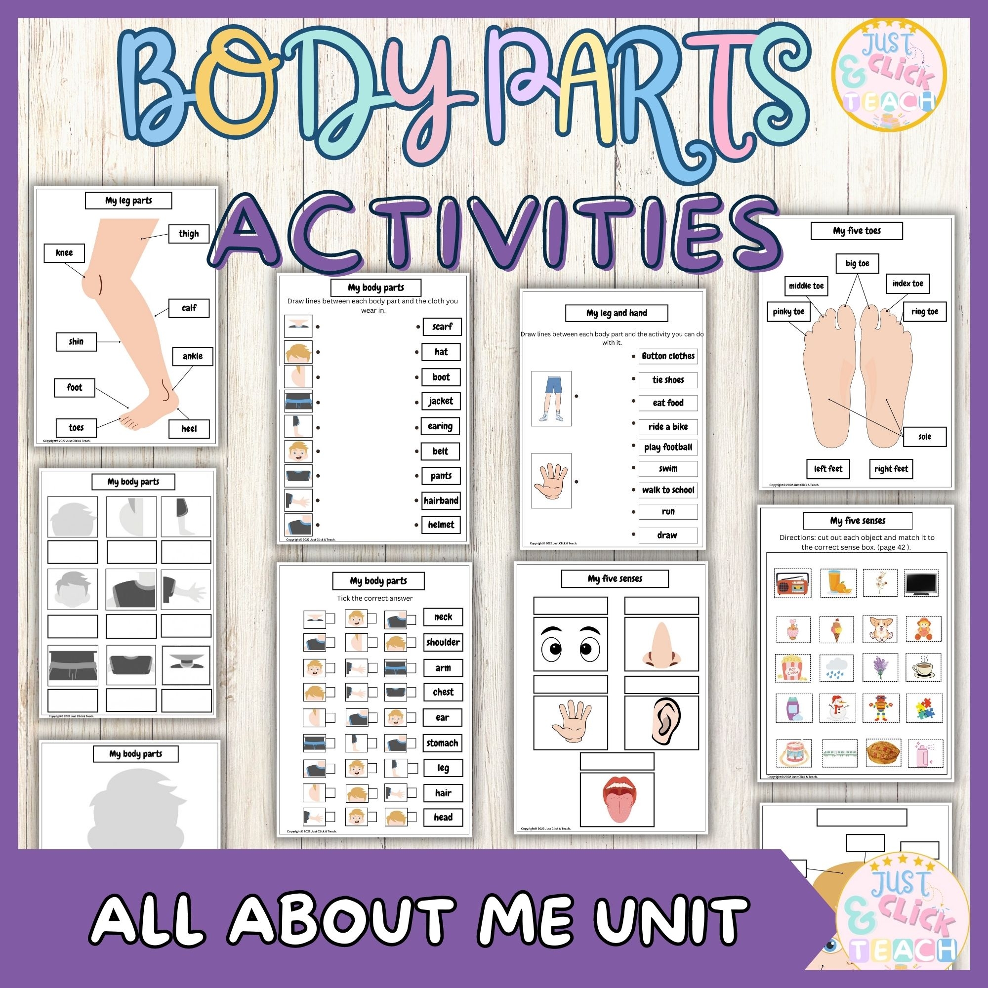 Body Parts Activities posters Puzzles worksheets All About Me Unit Made By Teachers